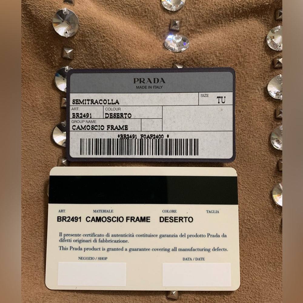Prada Tan Suede Rhinestone Handbag - Picture 3 of 8